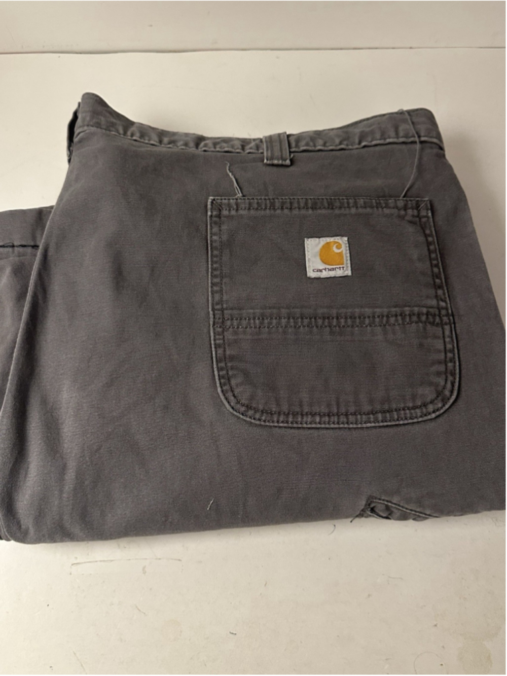 Carhartt Pants Mens 46x32 Charcoal Gray Heavyweight Canvas Utility Work Pants